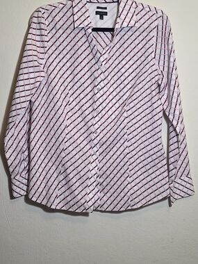 Talbots Pink & Burgundy Plaid Button-Up Blouse